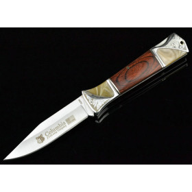 Brand New Double Wolf No. 3 Hunting Knife Outdoor Knife with Color Wood + Steel + Brass Handle UDTEK01375